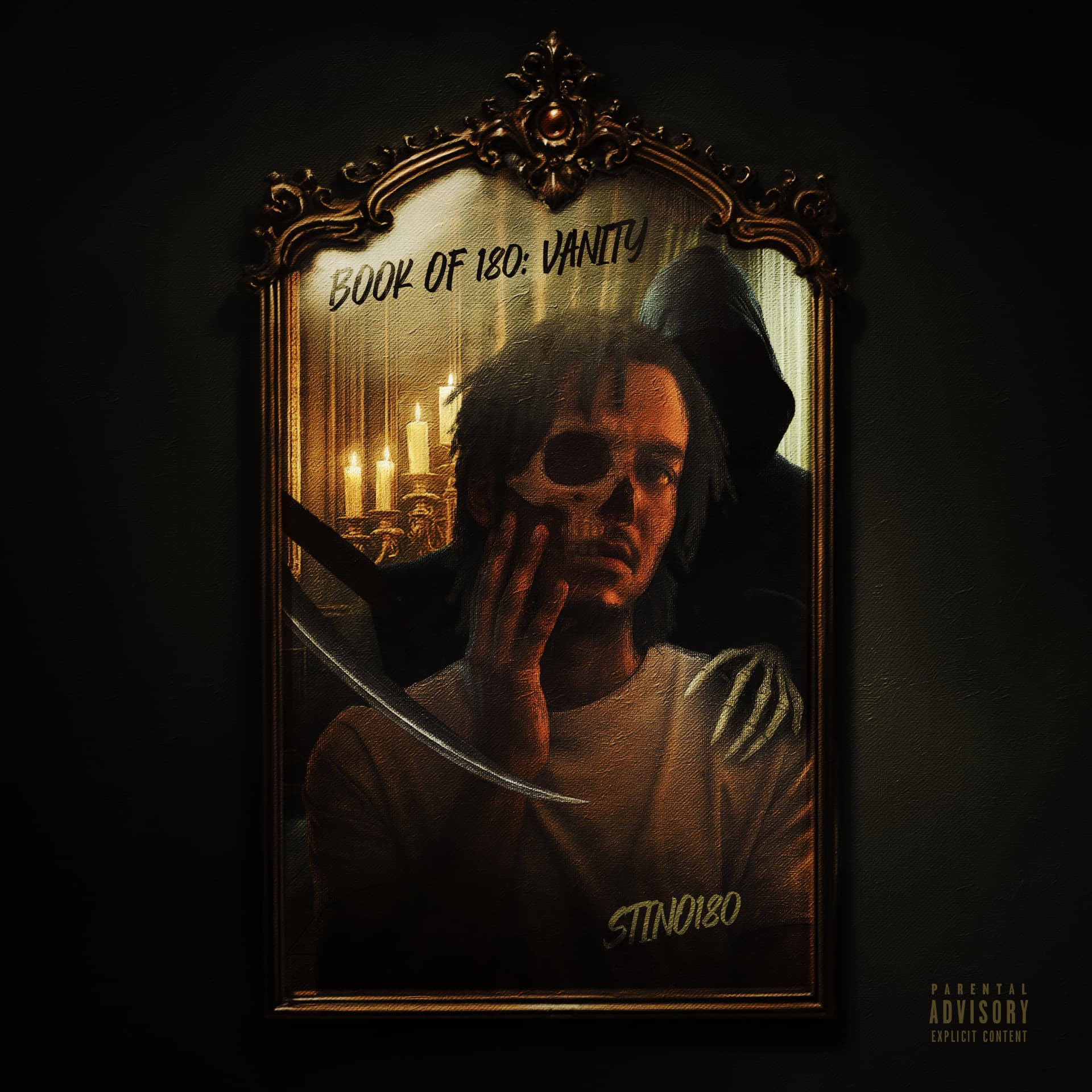 Book of 180: Vanity EP cover art — a figure in an ornate candlelit mirror